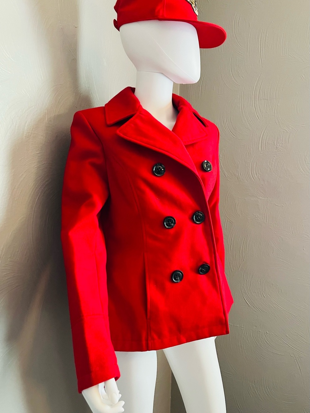 Celebrity Pink Red Double-Breasted Peacoat